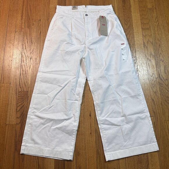 Levis Baggy Trouser Pants High Rise Straight Leg Womens 10/30 White 90s NWT $70 - Picture 2 of 7